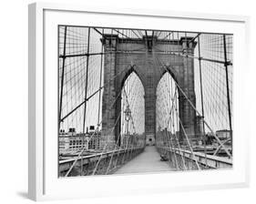 Pedestrian Walkway on the Brooklyn Bridge-Bettmann-Framed Photographic Print