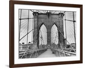 Pedestrian Walkway on the Brooklyn Bridge-Bettmann-Framed Photographic Print