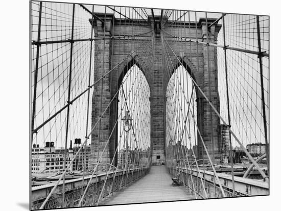 Pedestrian Walkway on the Brooklyn Bridge-Bettmann-Mounted Photographic Print