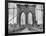 Pedestrian Walkway on the Brooklyn Bridge-Bettmann-Framed Photographic Print