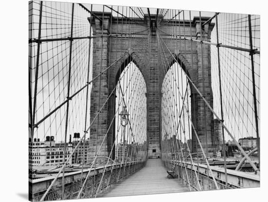 Pedestrian Walkway on the Brooklyn Bridge-Bettmann-Stretched Canvas