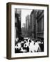 Pedestrians and Traffic on Wall Street in Front of the New York Stock Exchange-null-Framed Photographic Print