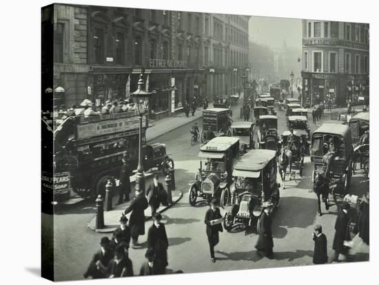 Pedestrians and Traffic, Victoria Street, London, April 1912-null-Stretched Canvas