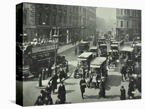 Pedestrians and Traffic, Victoria Street, London, April 1912-null-Stretched Canvas