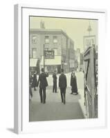 Pedestrians and Tram Sign Outside Waterloo Station, Lambeth, London, 1929-null-Framed Photographic Print