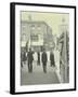 Pedestrians and Tram Sign Outside Waterloo Station, Lambeth, London, 1929-null-Framed Photographic Print