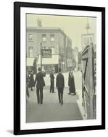 Pedestrians and Tram Sign Outside Waterloo Station, Lambeth, London, 1929-null-Framed Photographic Print