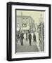 Pedestrians and Tram Sign Outside Waterloo Station, Lambeth, London, 1929-null-Framed Photographic Print