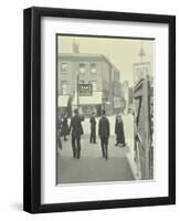 Pedestrians and Tram Sign Outside Waterloo Station, Lambeth, London, 1929-null-Framed Premium Photographic Print