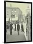 Pedestrians and Tram Sign Outside Waterloo Station, Lambeth, London, 1929-null-Framed Photographic Print