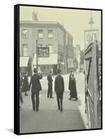 Pedestrians and Tram Sign Outside Waterloo Station, Lambeth, London, 1929-null-Framed Stretched Canvas