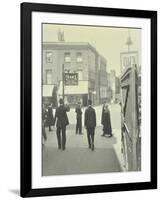 Pedestrians and Tram Sign Outside Waterloo Station, Lambeth, London, 1929-null-Framed Photographic Print