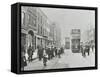 Pedestrians and Trams in Commercial Street, Stepney, London, 1907-null-Framed Stretched Canvas