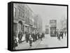 Pedestrians and Trams in Commercial Street, Stepney, London, 1907-null-Framed Stretched Canvas