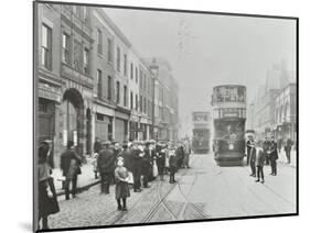 Pedestrians and Trams in Commercial Street, Stepney, London, 1907-null-Mounted Photographic Print