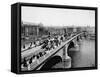 Pedestrians and Vehicles Crossing Bridge-null-Framed Stretched Canvas