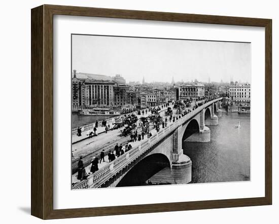 Pedestrians and Vehicles Crossing Bridge-null-Framed Photographic Print