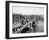 Pedestrians and Vehicles Crossing Bridge-null-Framed Photographic Print