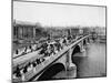 Pedestrians and Vehicles Crossing Bridge-null-Mounted Photographic Print