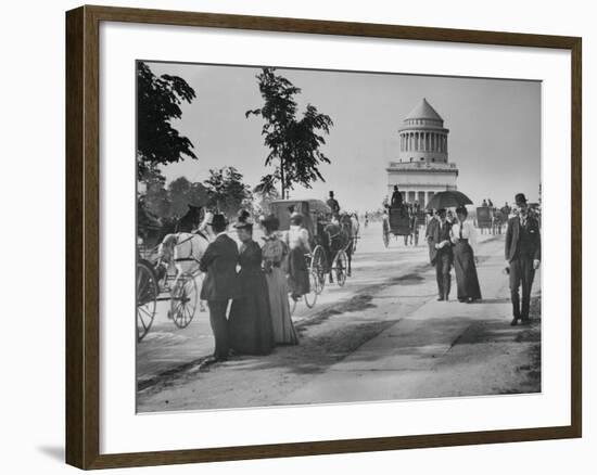 Pedestrians and Wagon Travelers near Grant's Tomb-null-Framed Photographic Print