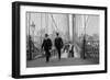 Pedestrians Cross the Brooklyn Bridge-null-Framed Art Print