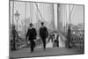 Pedestrians Cross the Brooklyn Bridge-null-Mounted Art Print