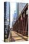 Pedestrians Crossing a Bridge over the Chicago River, Chicago, Illinois, United States of America-Amanda Hall-Stretched Canvas