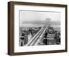 Pedestrians Crossing East River Using Brooklyn Bridge-null-Framed Photographic Print