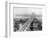 Pedestrians Crossing East River Using Brooklyn Bridge-null-Framed Photographic Print