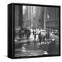 Pedestrians Crossing Slushy Intersection at Wall Street-Walker Evans-Framed Stretched Canvas
