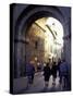 Pedestrians Entering Archway, Lucca, Italy-Merrill Images-Stretched Canvas