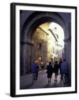 Pedestrians Entering Archway, Lucca, Italy-Merrill Images-Framed Premium Photographic Print