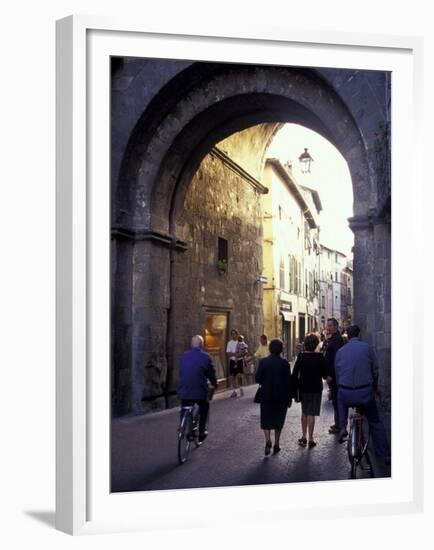 Pedestrians Entering Archway, Lucca, Italy-Merrill Images-Framed Premium Photographic Print