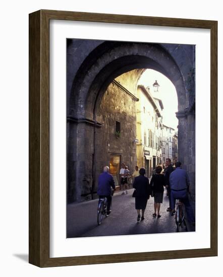 Pedestrians Entering Archway, Lucca, Italy-Merrill Images-Framed Photographic Print