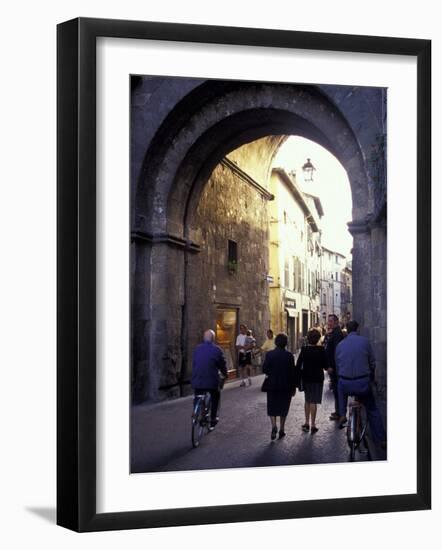 Pedestrians Entering Archway, Lucca, Italy-Merrill Images-Framed Photographic Print