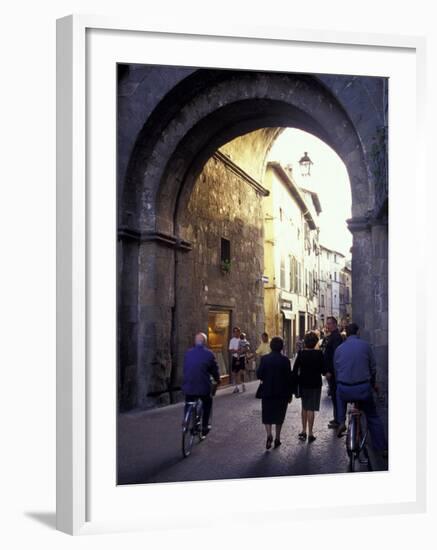 Pedestrians Entering Archway, Lucca, Italy-Merrill Images-Framed Photographic Print