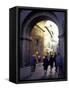 Pedestrians Entering Archway, Lucca, Italy-Merrill Images-Framed Stretched Canvas