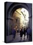 Pedestrians Entering Archway, Lucca, Italy-Merrill Images-Stretched Canvas