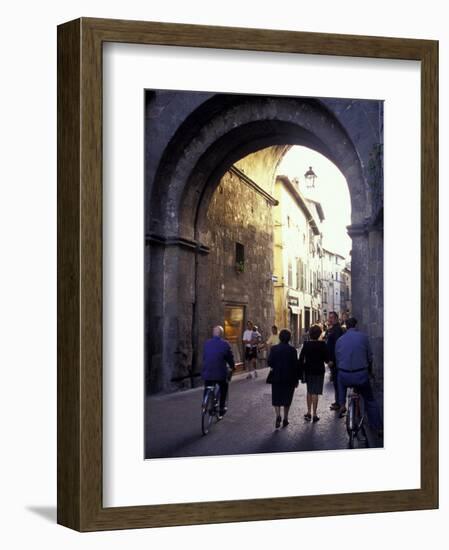 Pedestrians Entering Archway, Lucca, Italy-Merrill Images-Framed Photographic Print