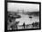 Pedestrians on London Bridge Watch Boats and Barges Being Unloaded-null-Framed Photographic Print