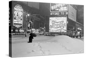 Pedestrians Walking Through Heavy Snow at Night in New York City, December 26-27, 1947-Al Fenn-Stretched Canvas