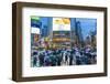 Pedestrians with umbrellas Shibuya Crossing, one of the busiest crossings in the world, Tokyo, Japa-Peter Adams-Framed Photographic Print