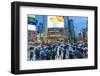 Pedestrians with umbrellas Shibuya Crossing, one of the busiest crossings in the world, Tokyo, Japa-Peter Adams-Framed Photographic Print