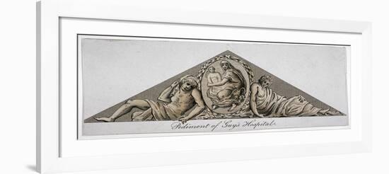 Pediment of Guy's Hospital, Southwark, London, C1800-null-Framed Giclee Print