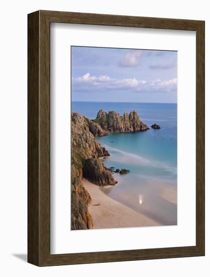 Pednvounder Beach and Logan Rock from the Clifftops Near Treen, Porthcurno, Cornwall-Adam Burton-Framed Photographic Print