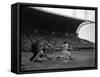 Pee Wee Reese Bats for the Brooklyn Dodgers During a Dodgers-Braves Game at Miami Stadium-null-Framed Stretched Canvas