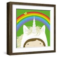 Peek-a-Boo Heroes: Unicorn-Yuko Lau-Framed Art Print