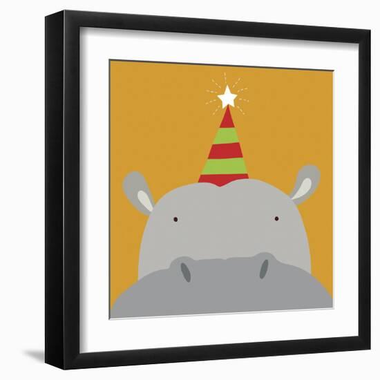 Peek-a-Boo Hippo-Yuko Lau-Framed Art Print