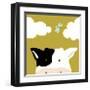 Peek-a-boo III - Cow-Yuko Lau-Framed Art Print