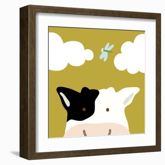 Peek-a-boo III - Cow-Yuko Lau-Framed Art Print